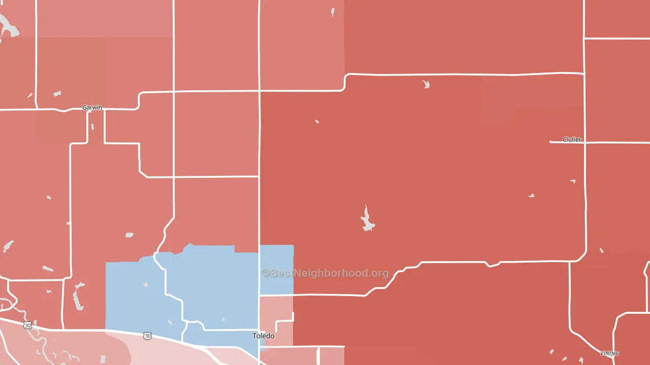 Tama County, IA block-group political-lean map