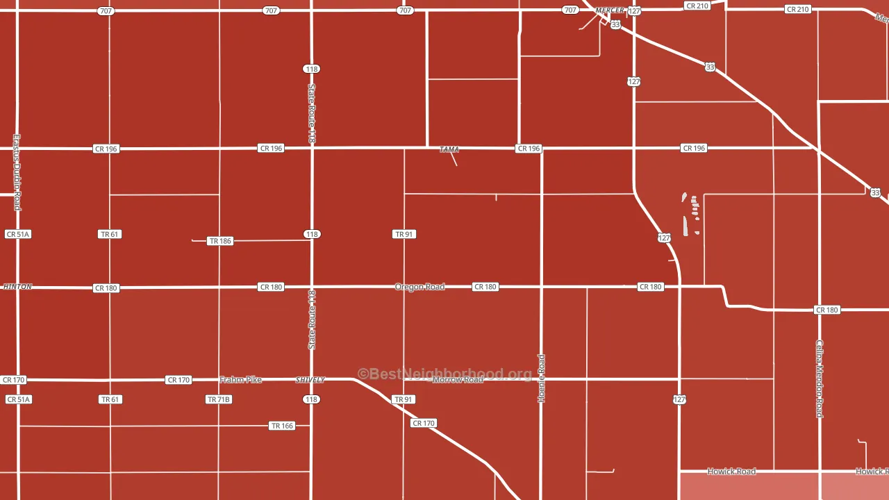 Tama, OH block-group political-lean map