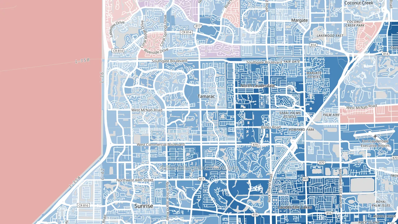 Tamarac, FL block-group political-lean map
