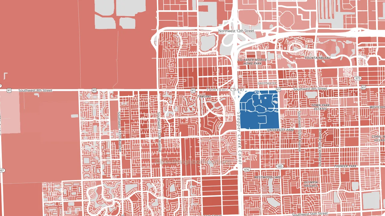 Tamiami, FL block-group political-lean map