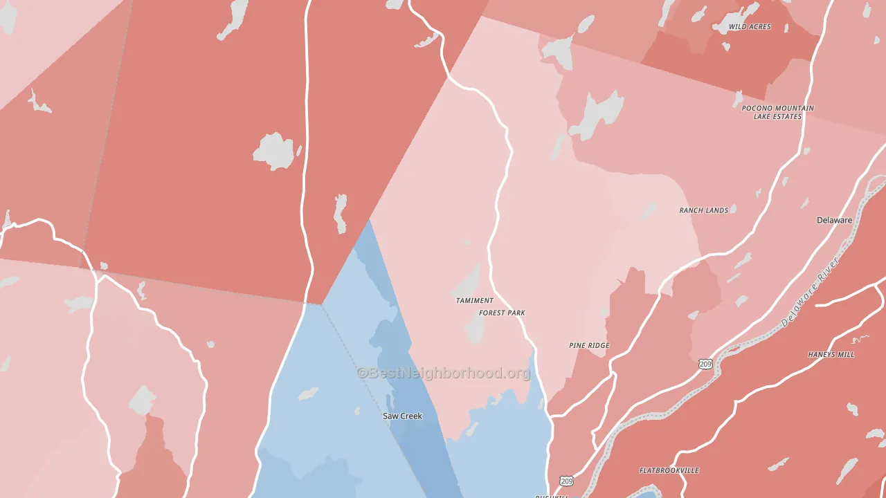 Tamiment, PA block-group political-lean map