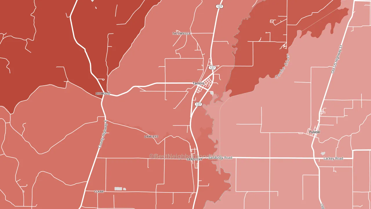 Tamms, IL block-group political-lean map