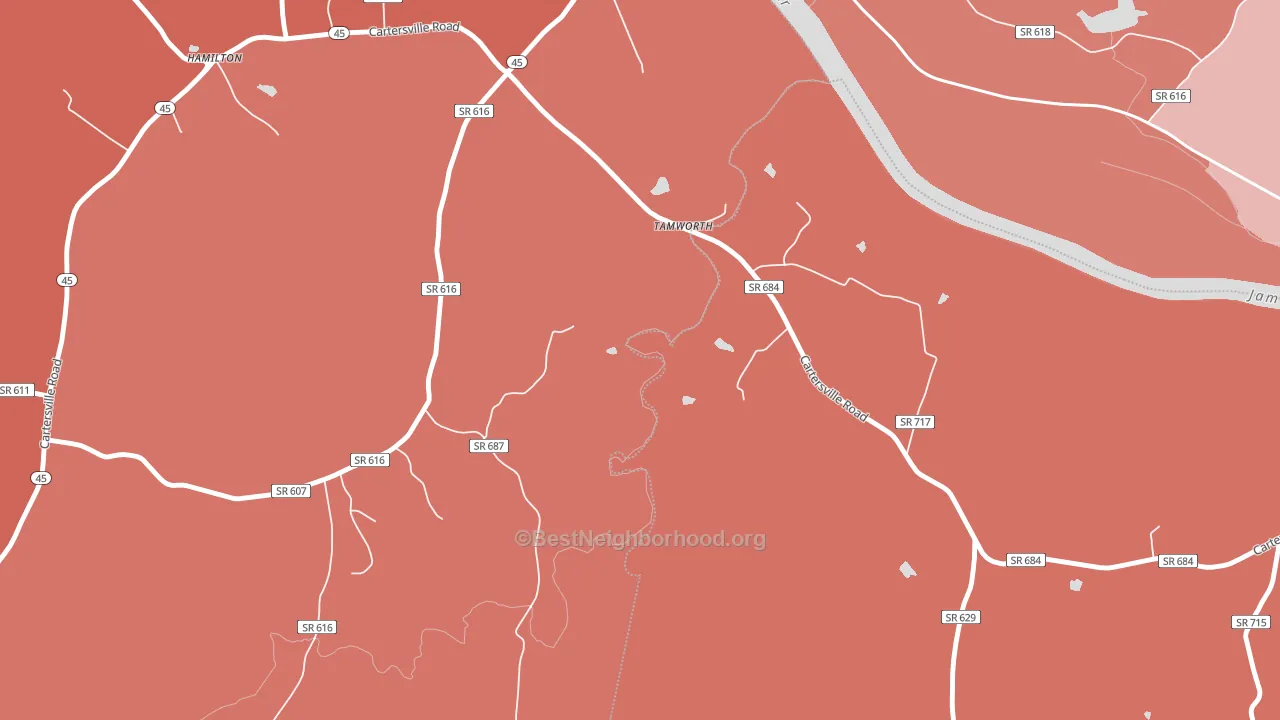 Tamworth, VA block-group political-lean map