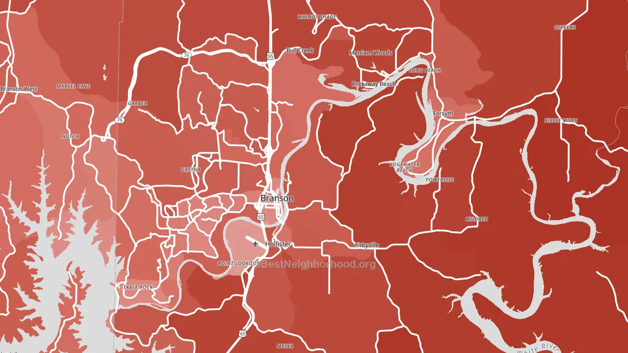 Taney County, MO block-group political-lean map