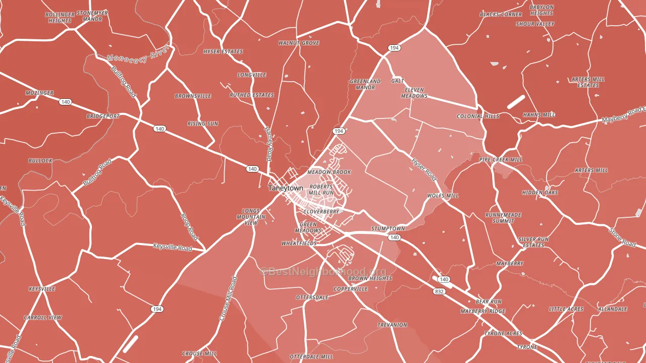 Taneytown, MD block-group political-lean map