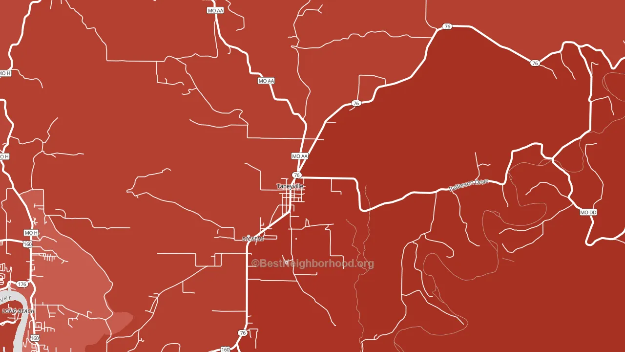 Taneyville, MO block-group political-lean map