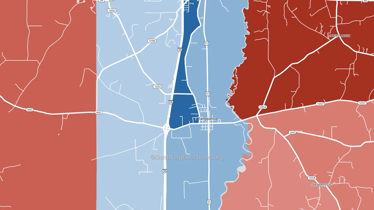 Tangipahoa, LA block-group political-lean map