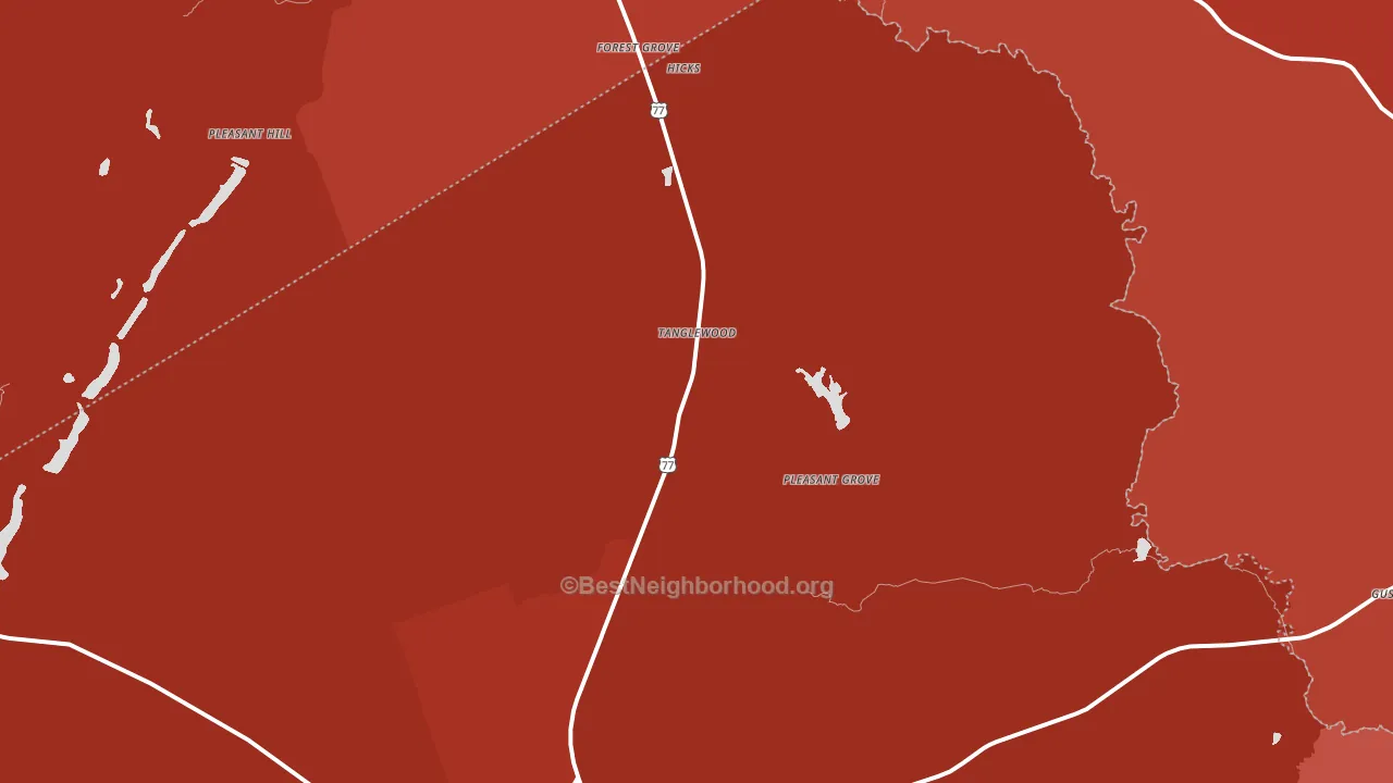 Tanglewood, TX block-group political-lean map
