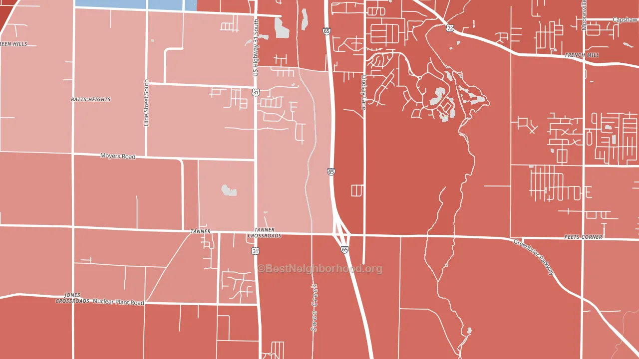 Tanner Crossroads, AL block-group political-lean map