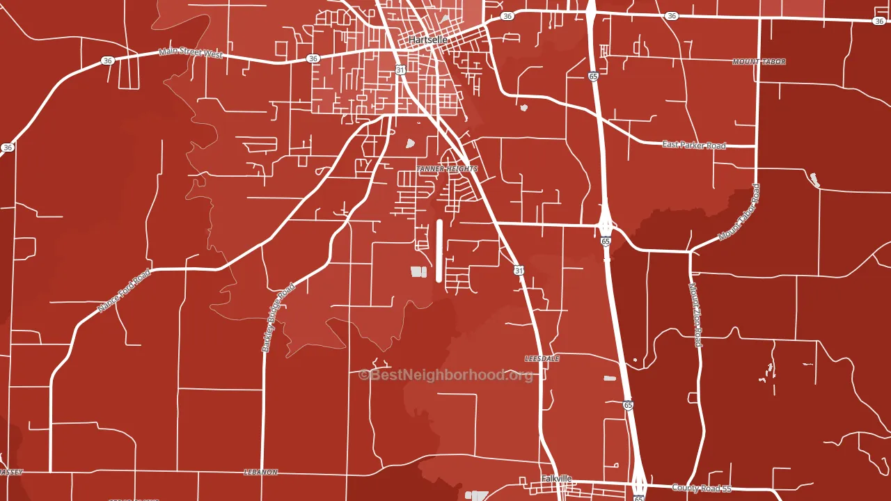 Tanner Heights, AL block-group political-lean map