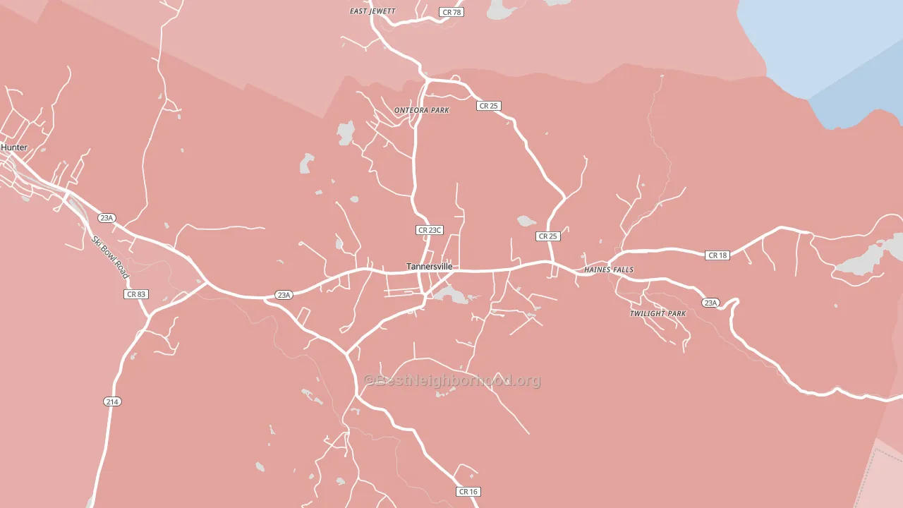 Tannersville, NY block-group political-lean map