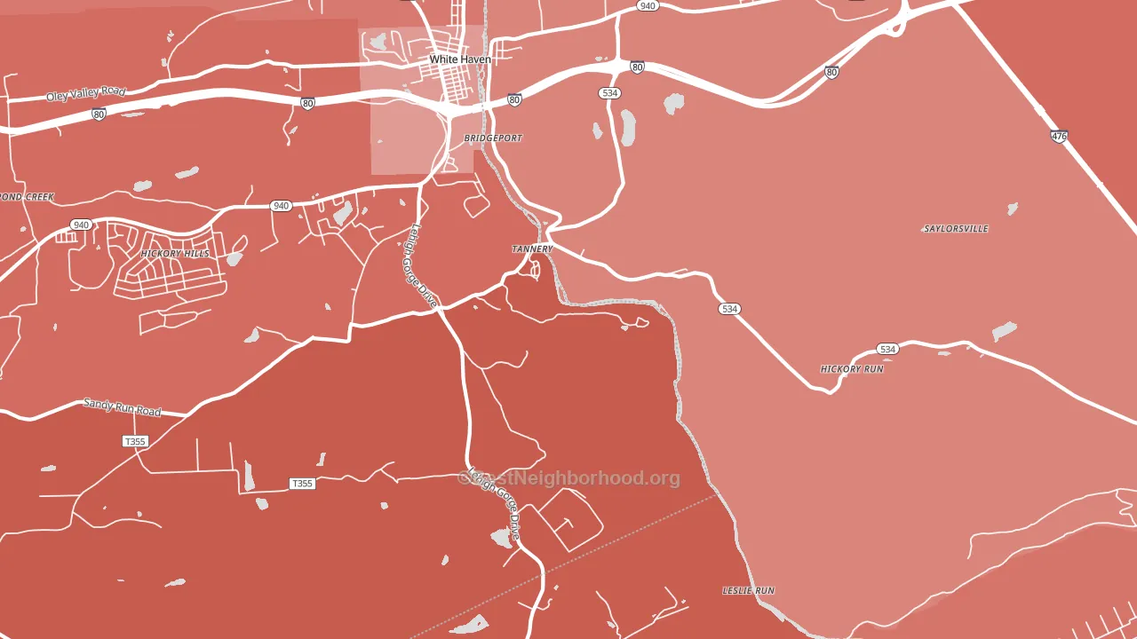 Tannery, PA block-group political-lean map