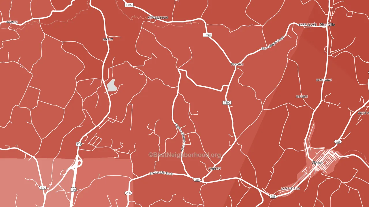 Tanoma, PA block-group political-lean map