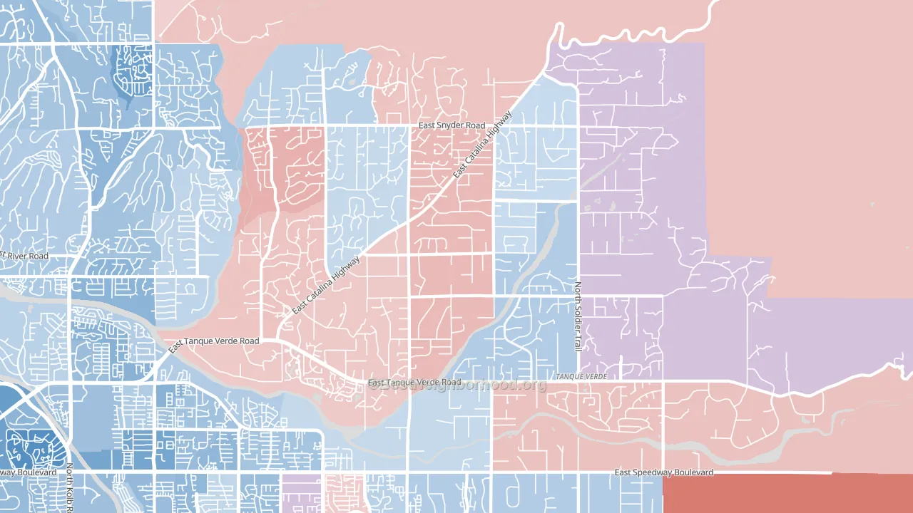 Tanque Verde, AZ block-group political-lean map