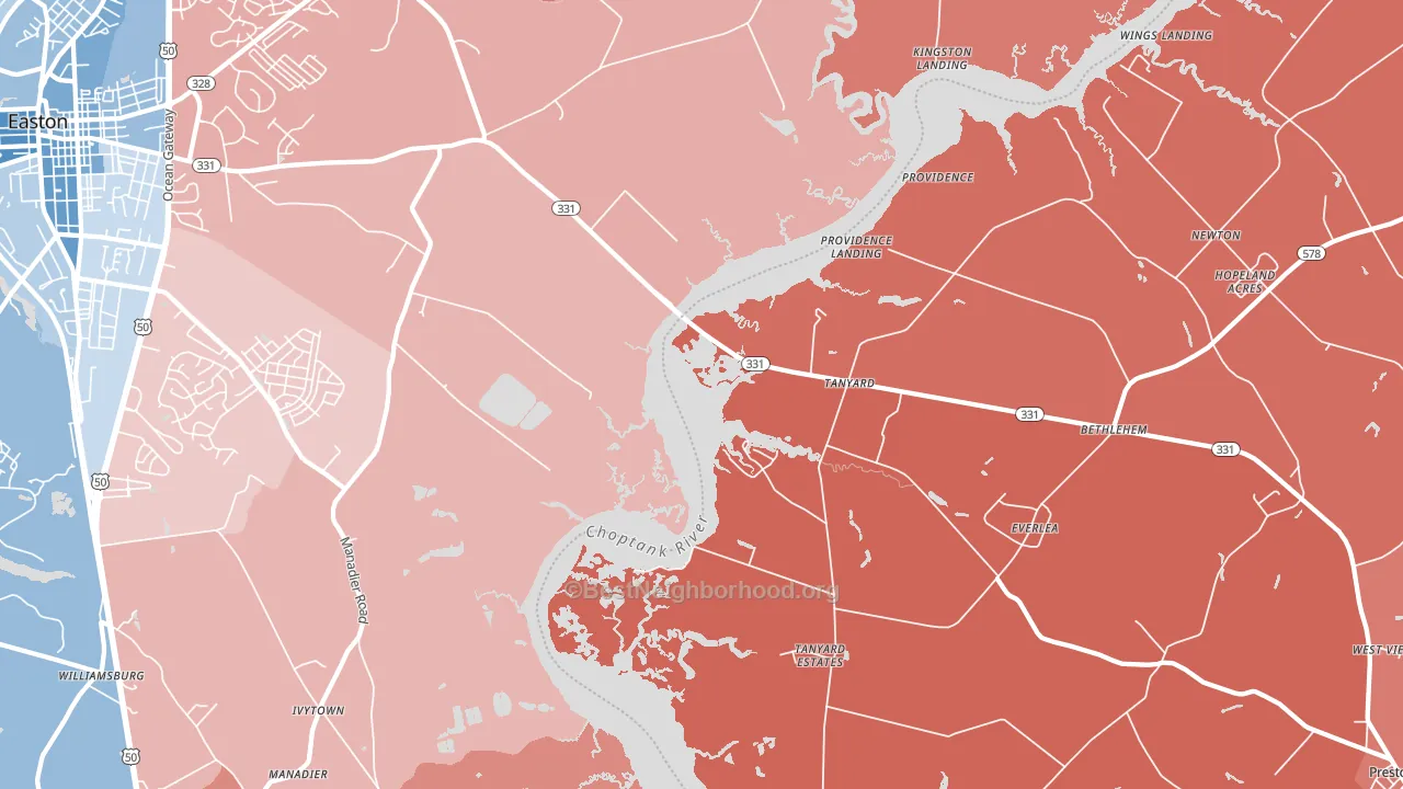 Tanyard, MD block-group political-lean map