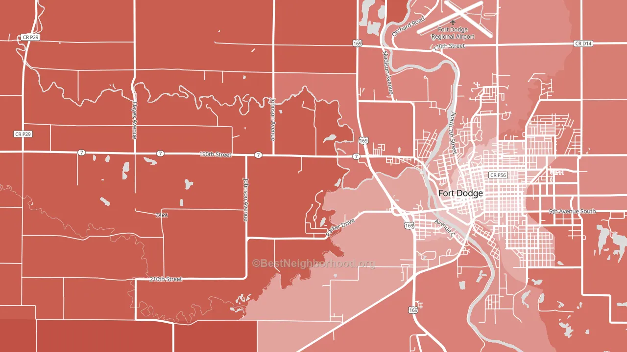 Tara, IA block-group political-lean map