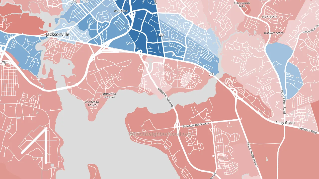 Tarawa Terrace, NC block-group political-lean map