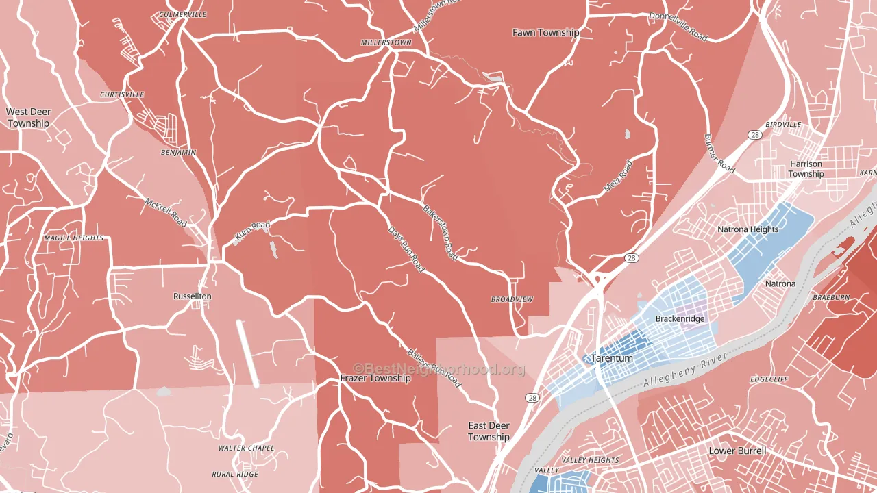 Tarentum, PA block-group political-lean map