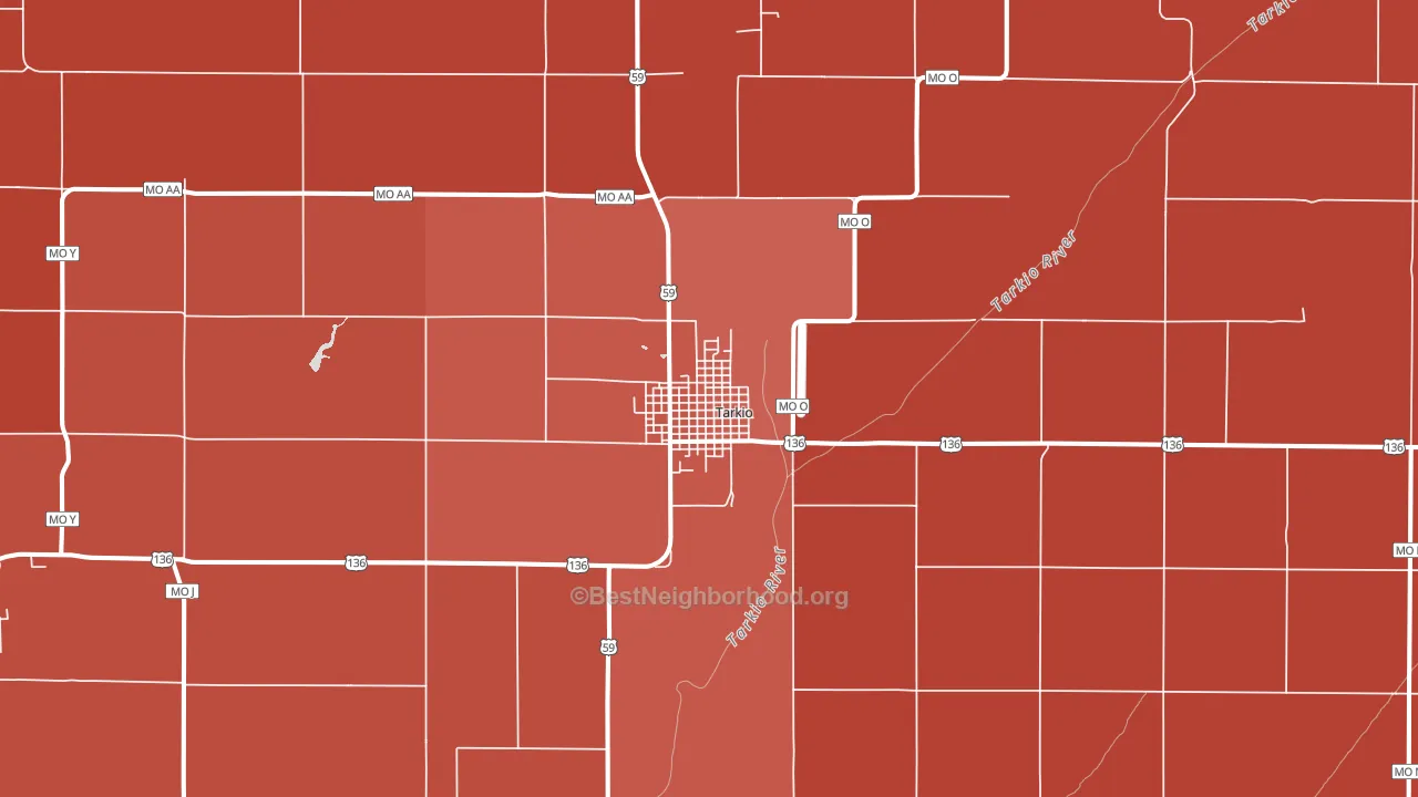 Tarkio, MO block-group political-lean map