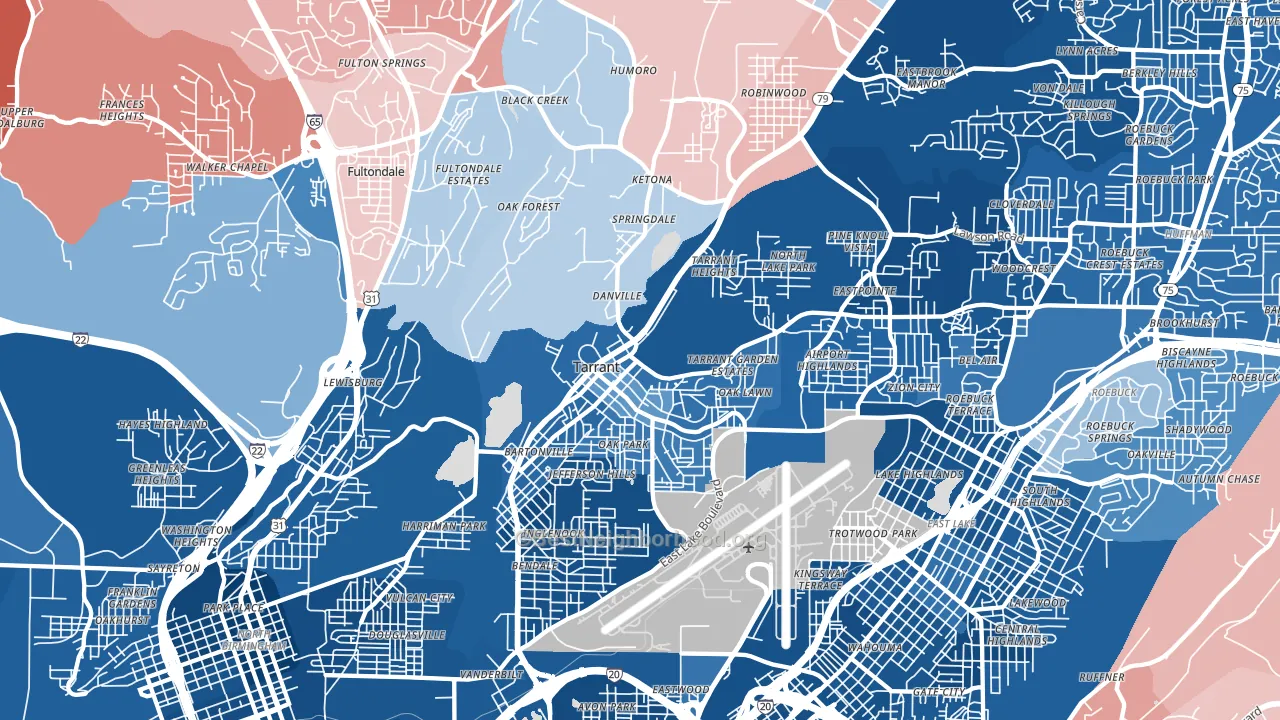 Tarrant, AL block-group political-lean map
