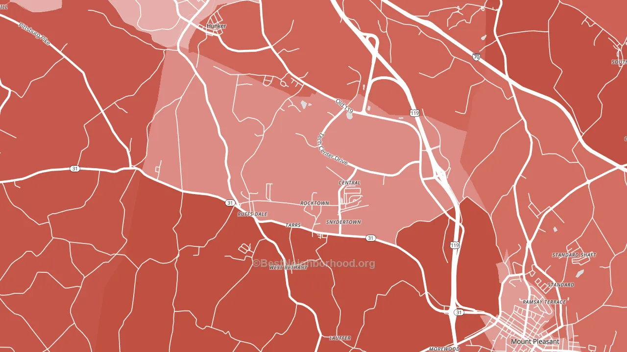 Tarrs, PA block-group political-lean map