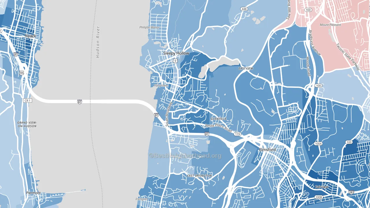 Tarrytown, NY block-group political-lean map