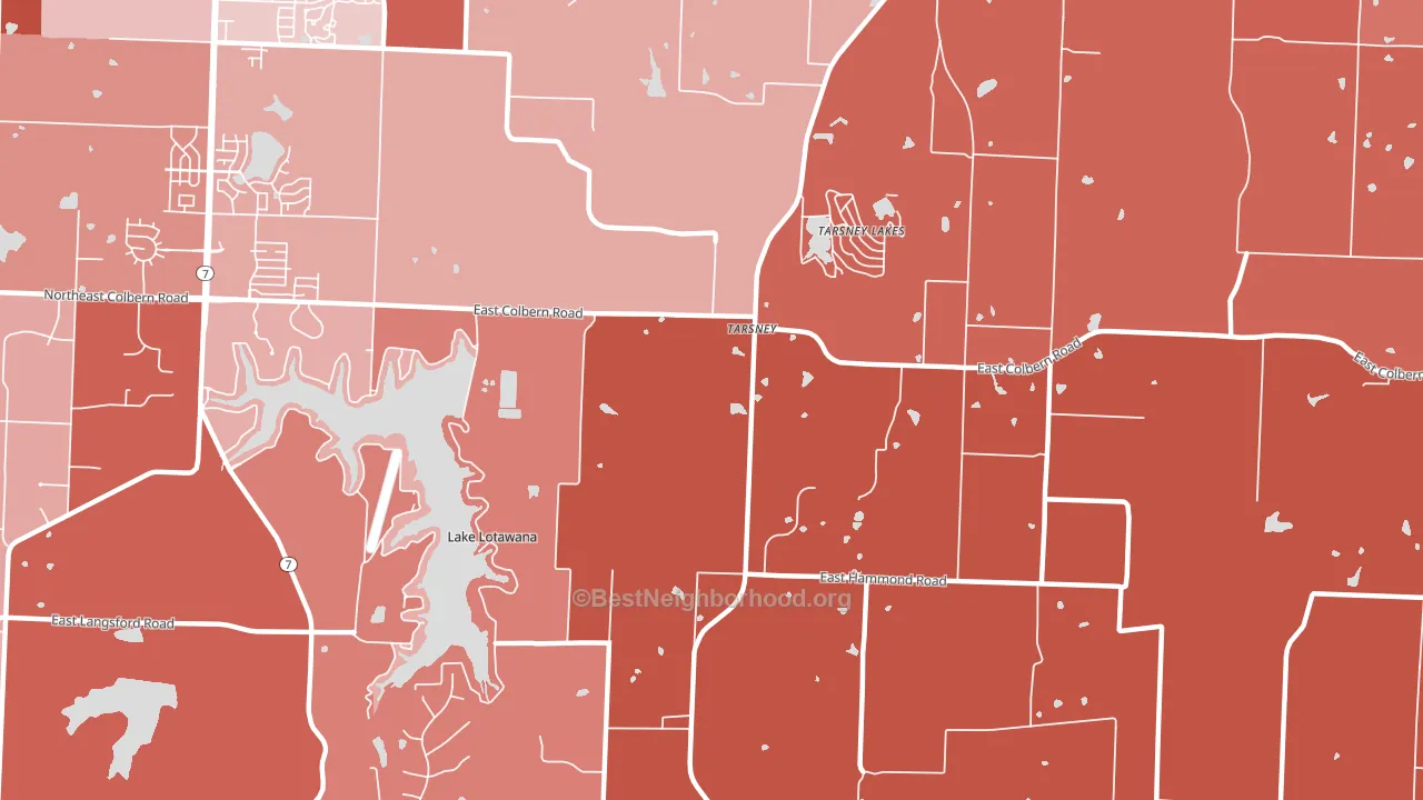 Tarsney Lakes, MO block-group political-lean map