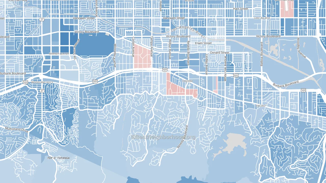 Tarzana, CA block-group political-lean map
