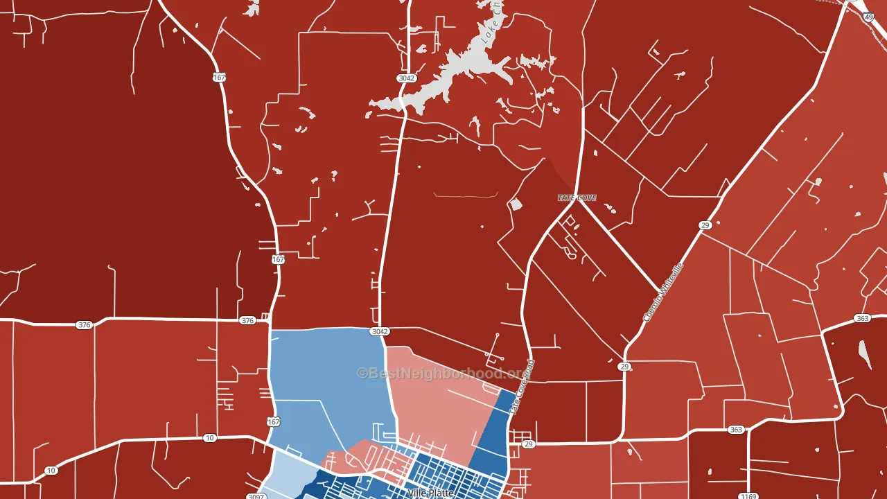 Tate Cove, LA block-group political-lean map