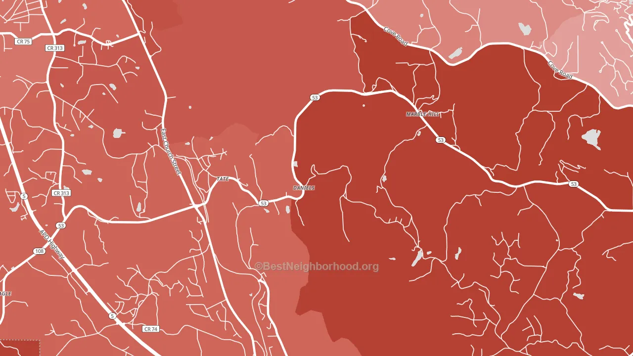 Tate, GA block-group political-lean map