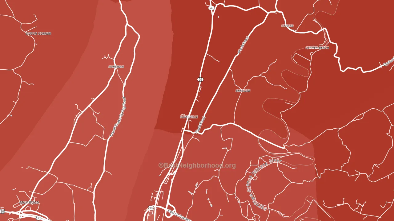 Tatesville, PA block-group political-lean map