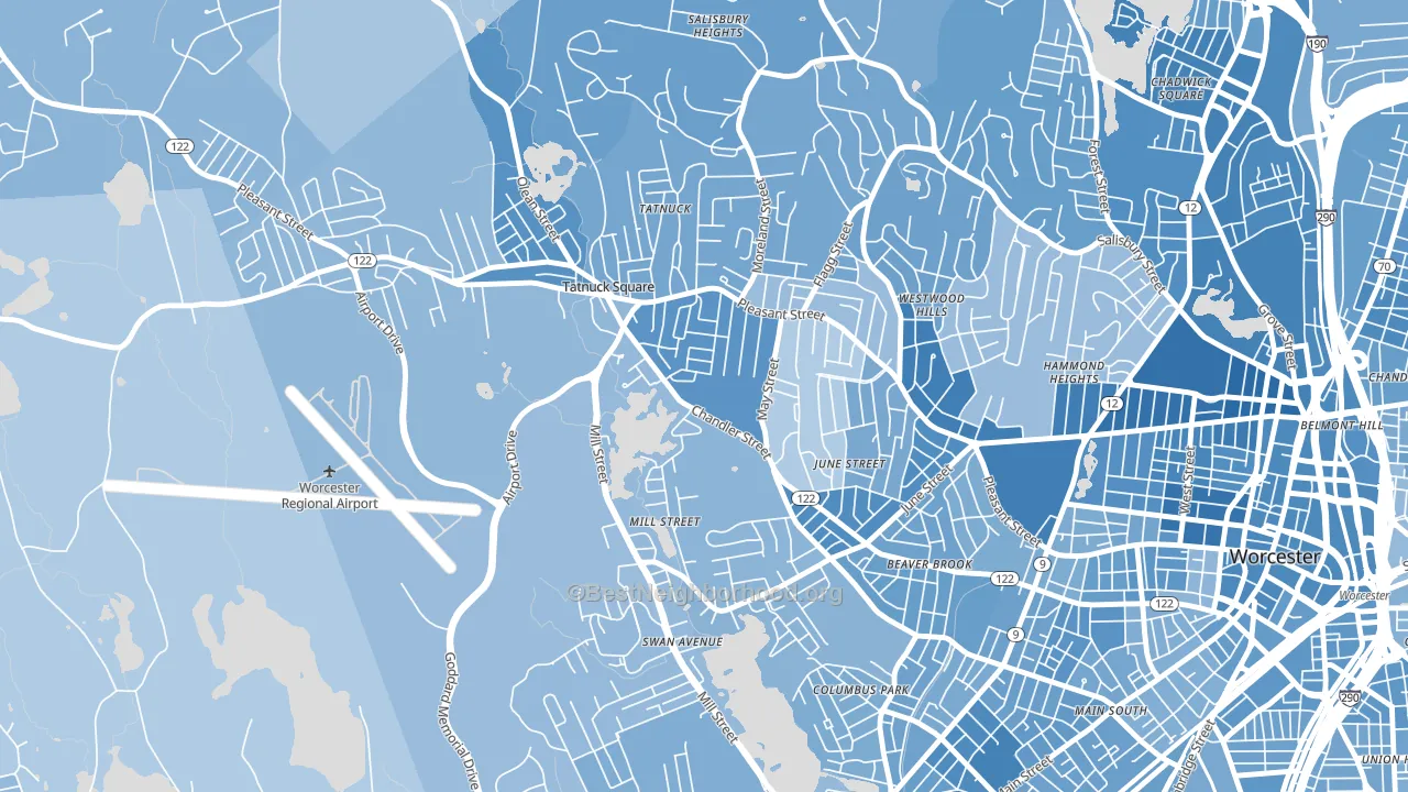 Tatnuck, Worcester, MA block-group political-lean map
