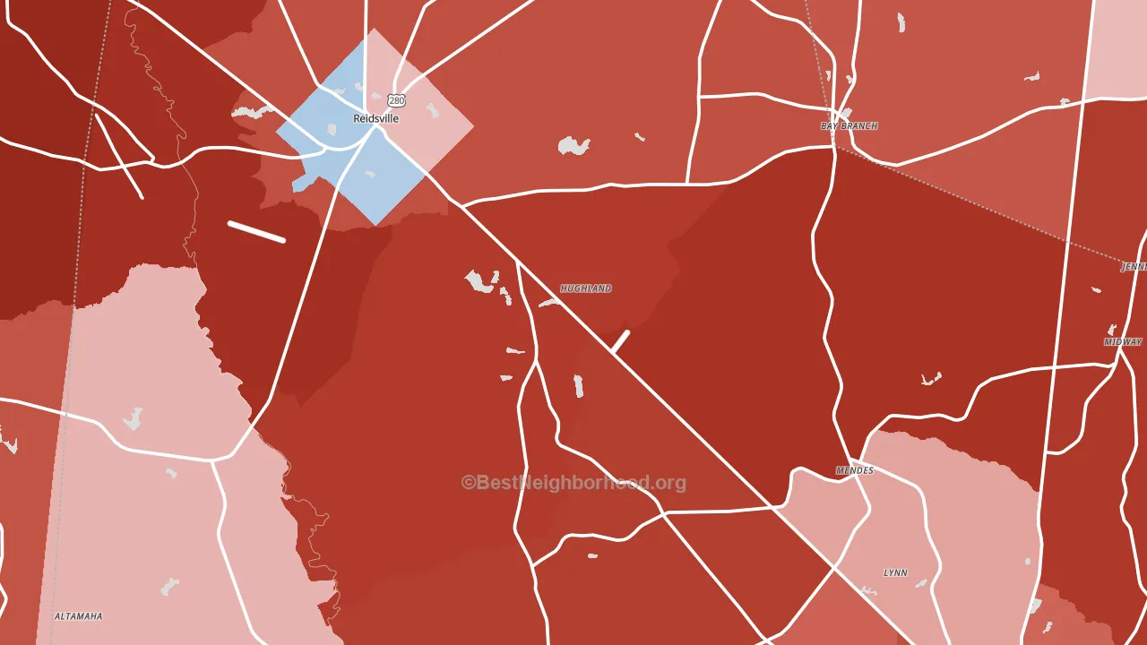 Tattnall County, GA block-group political-lean map