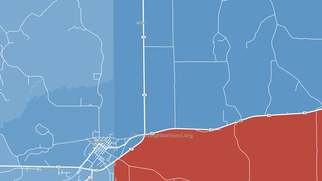 Tatum, MS block-group political-lean map