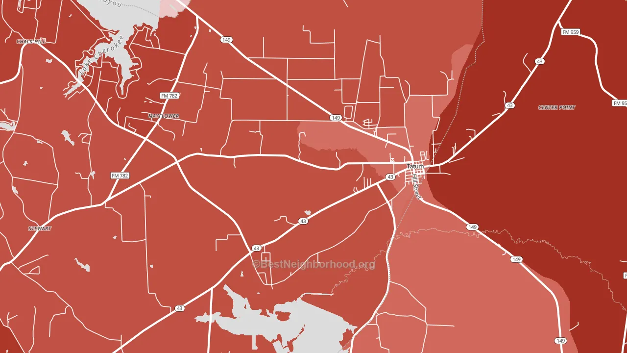 Tatum, TX block-group political-lean map