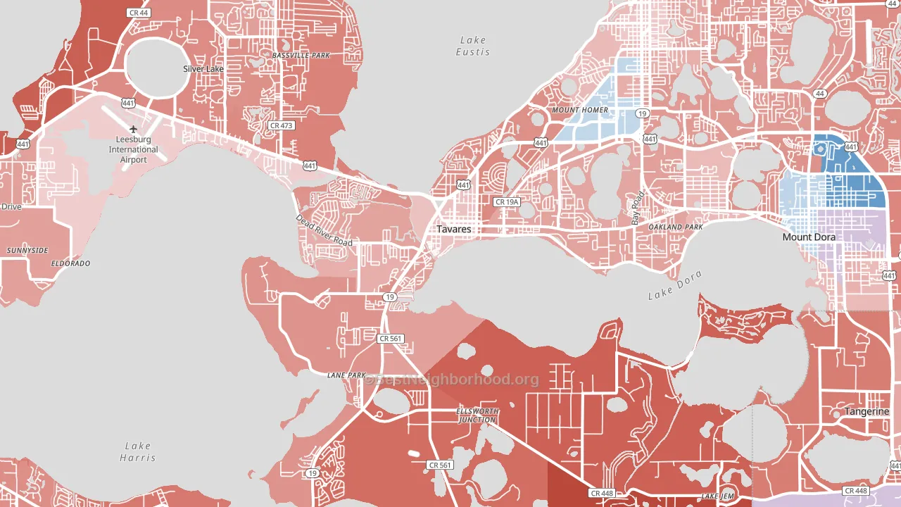 Tavares, FL block-group political-lean map