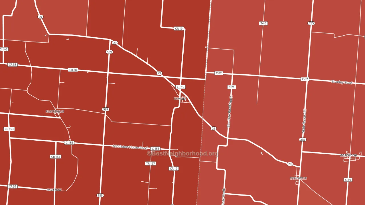 Tawawa, OH block-group political-lean map