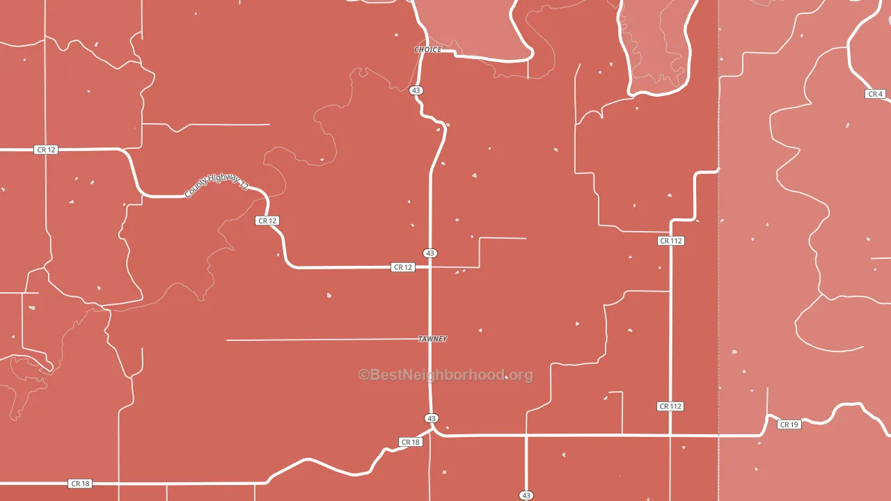 Tawney, MN block-group political-lean map