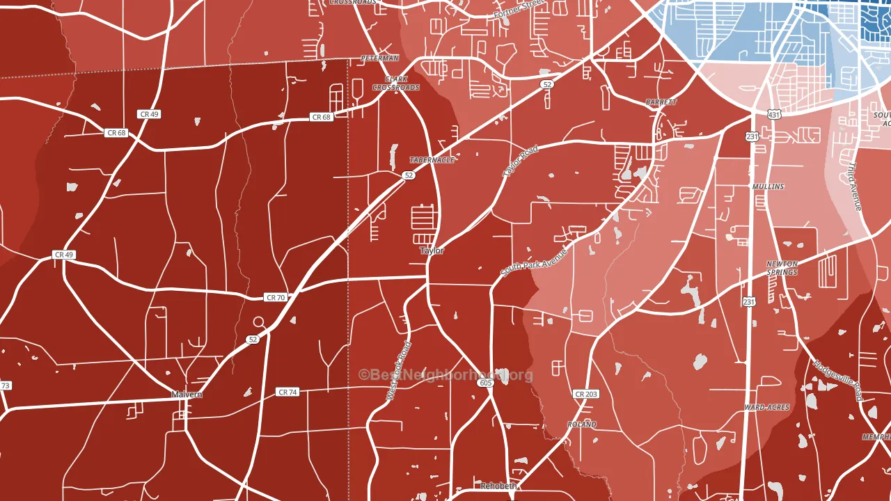 Taylor, AL block-group political-lean map