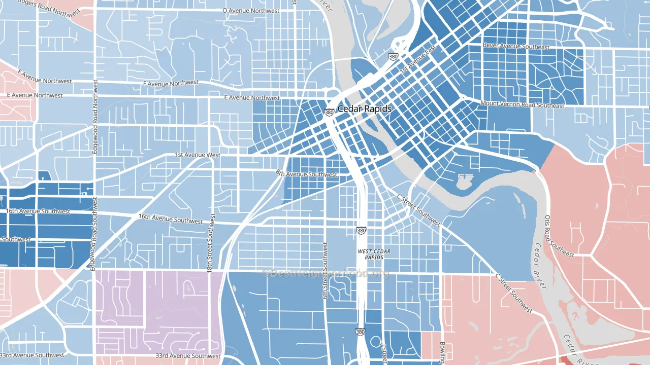 Taylor, Cedar Rapids, IA block-group political-lean map