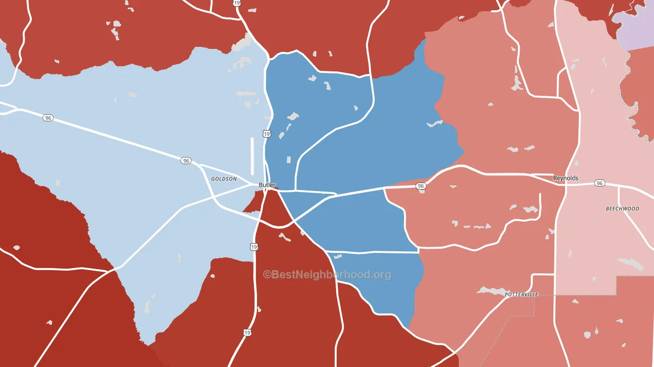 Taylor County, GA block-group political-lean map