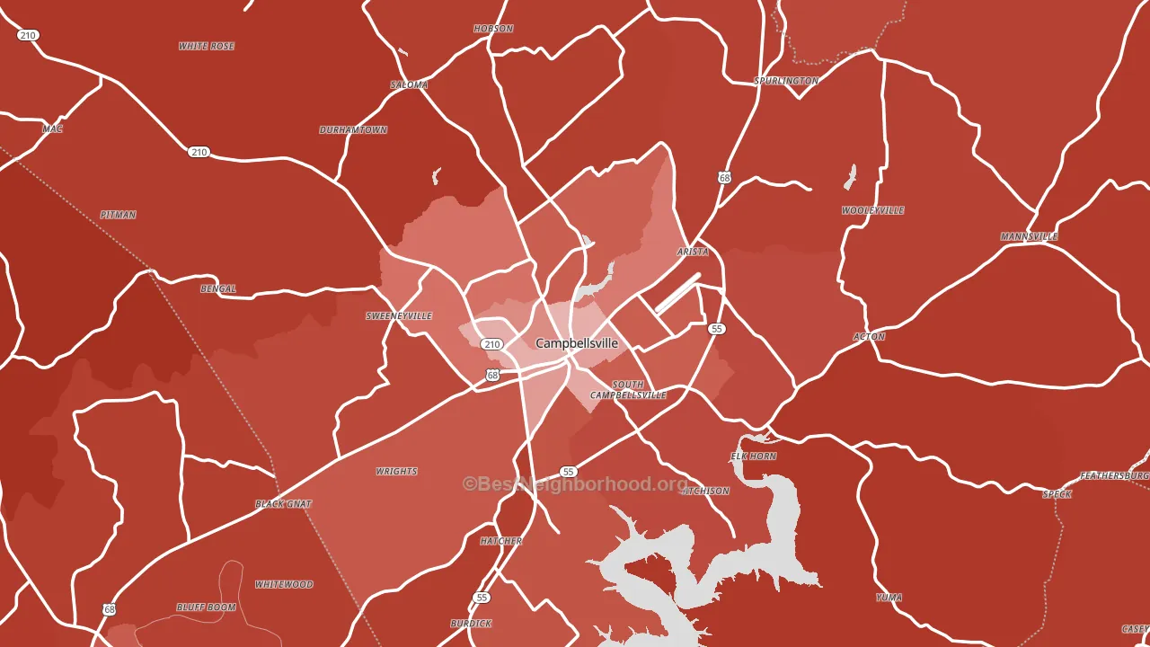 Taylor County, KY block-group political-lean map