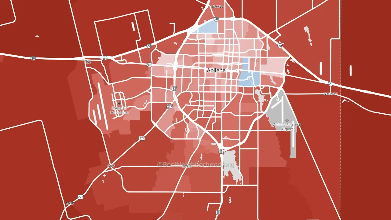 Taylor County, TX block-group political-lean map