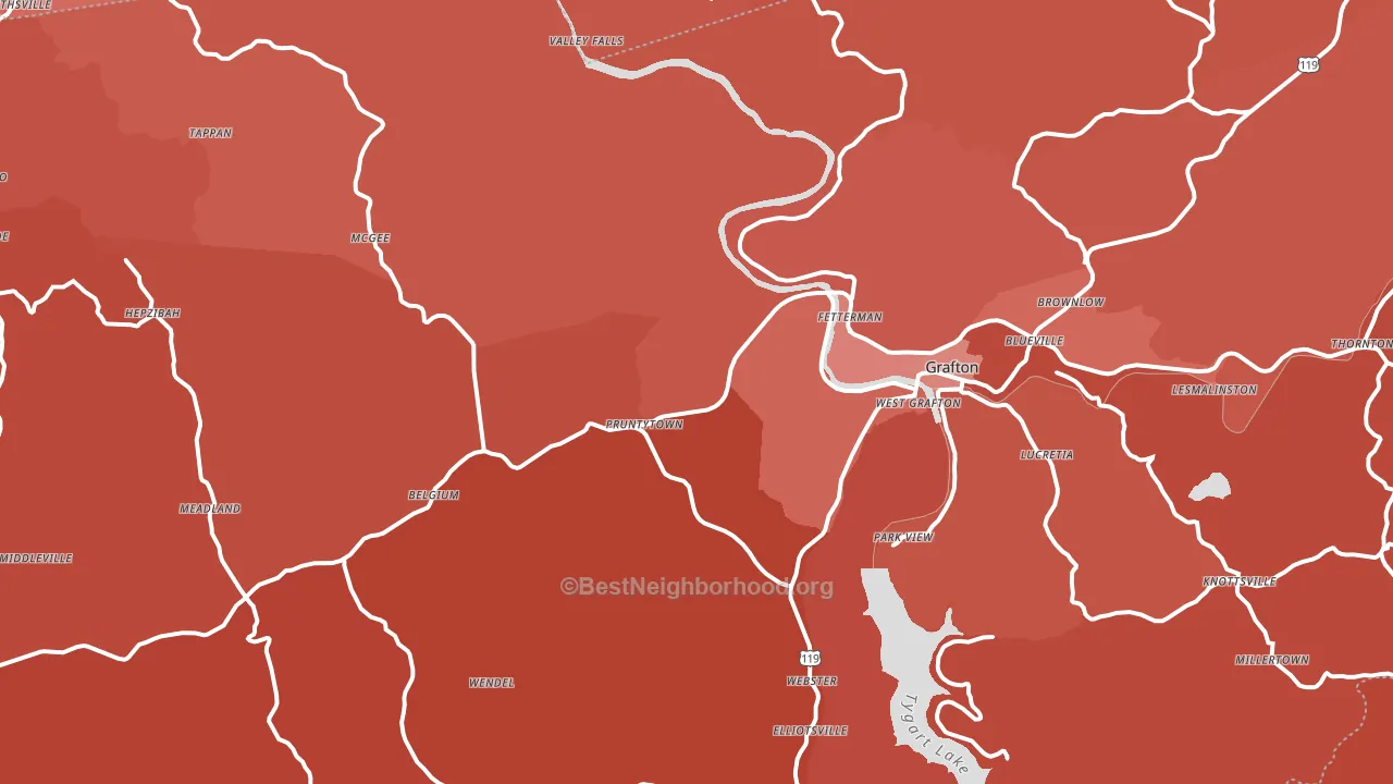 Taylor County, WV block-group political-lean map