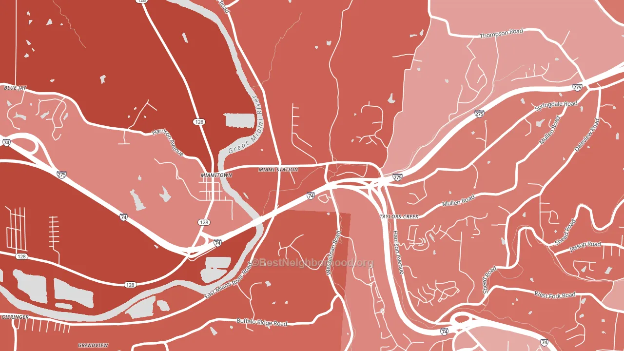 Taylor Creek, OH block-group political-lean map