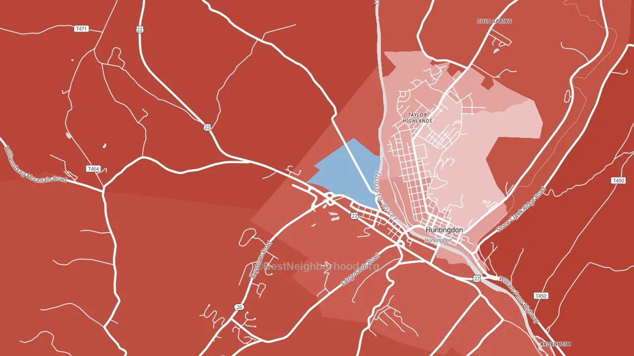 Taylor Highlands, PA block-group political-lean map