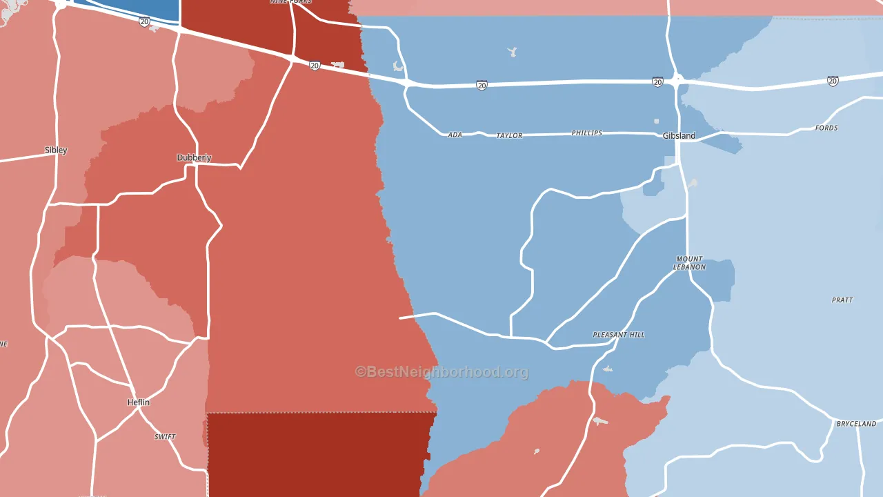 Taylor, LA block-group political-lean map