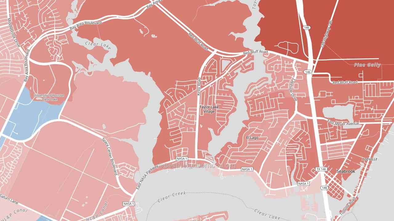 Taylor Lake Village, TX block-group political-lean map