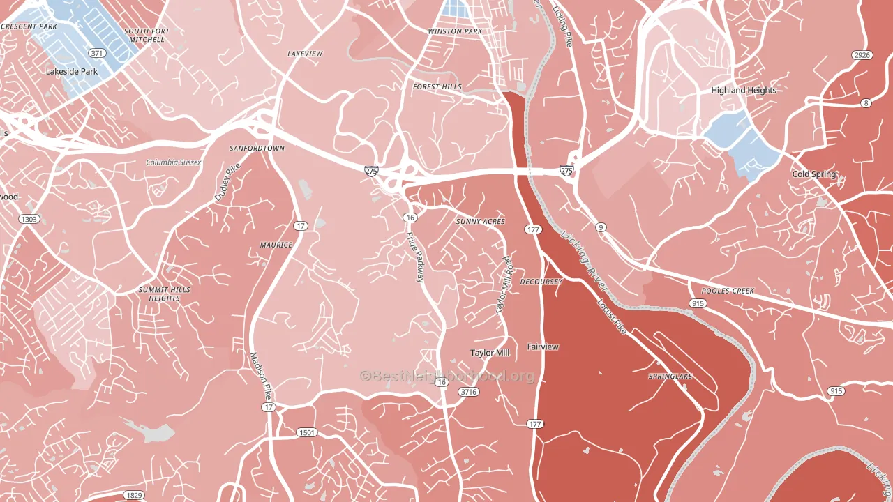 Taylor Mill, KY block-group political-lean map