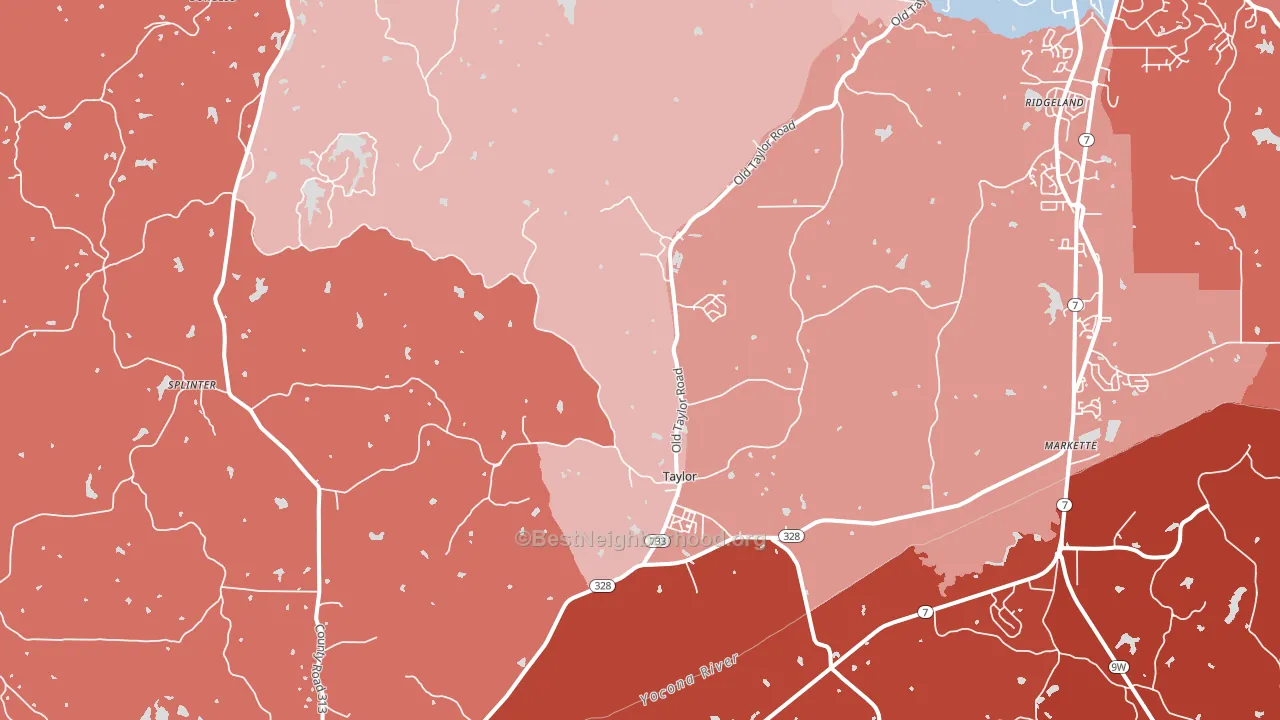 Taylor, MS block-group political-lean map